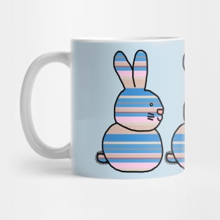 Three Bunnies Cherry Blossom Stripes Cute Animals Mug